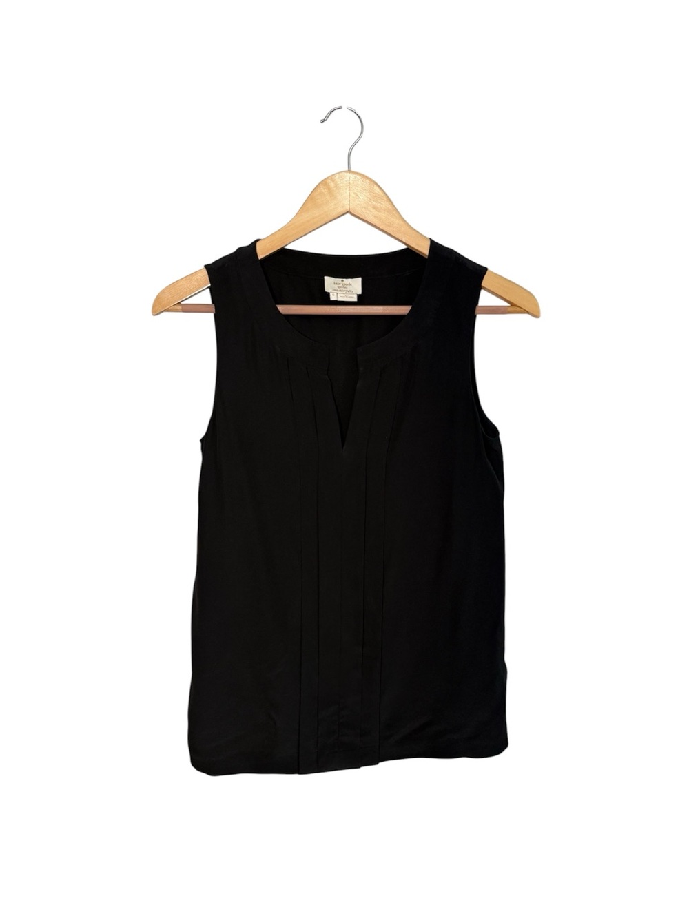 Kate Spade New York Black Silk Addie Sleeveless Pleated Tank Blouse Top Size 0